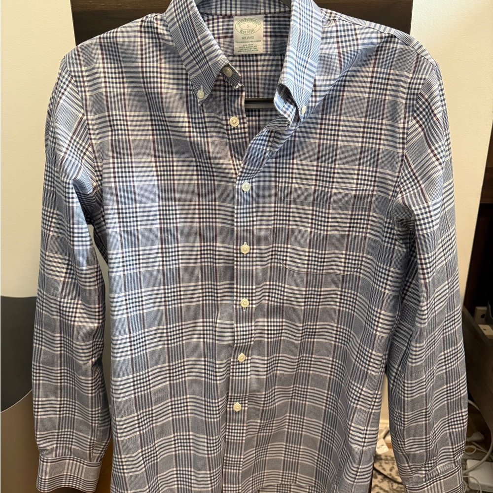 Men's Blue/white/maroon Plaid Shirt
